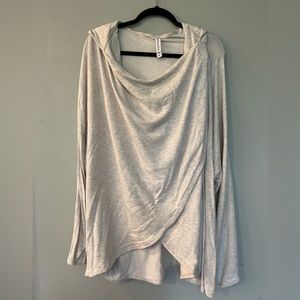 Athleta 2X Purana Wrap Hoodie Sweatshirt Toasted Heather